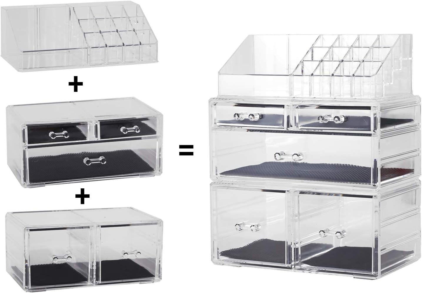 Sooyee Makeup Organizer 3 Pieces Clear Acrylic Cosmetic Storage Drawers and Jewelry Display Box(5 Drawers 7 Tiers): Home Improvement
