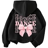 GORGLITTER Girl's Bow Hoodies Fall Long Sleeve Letter Graphic Print Cute Preppy Coquette Pullover Hooded Sweatshirts
