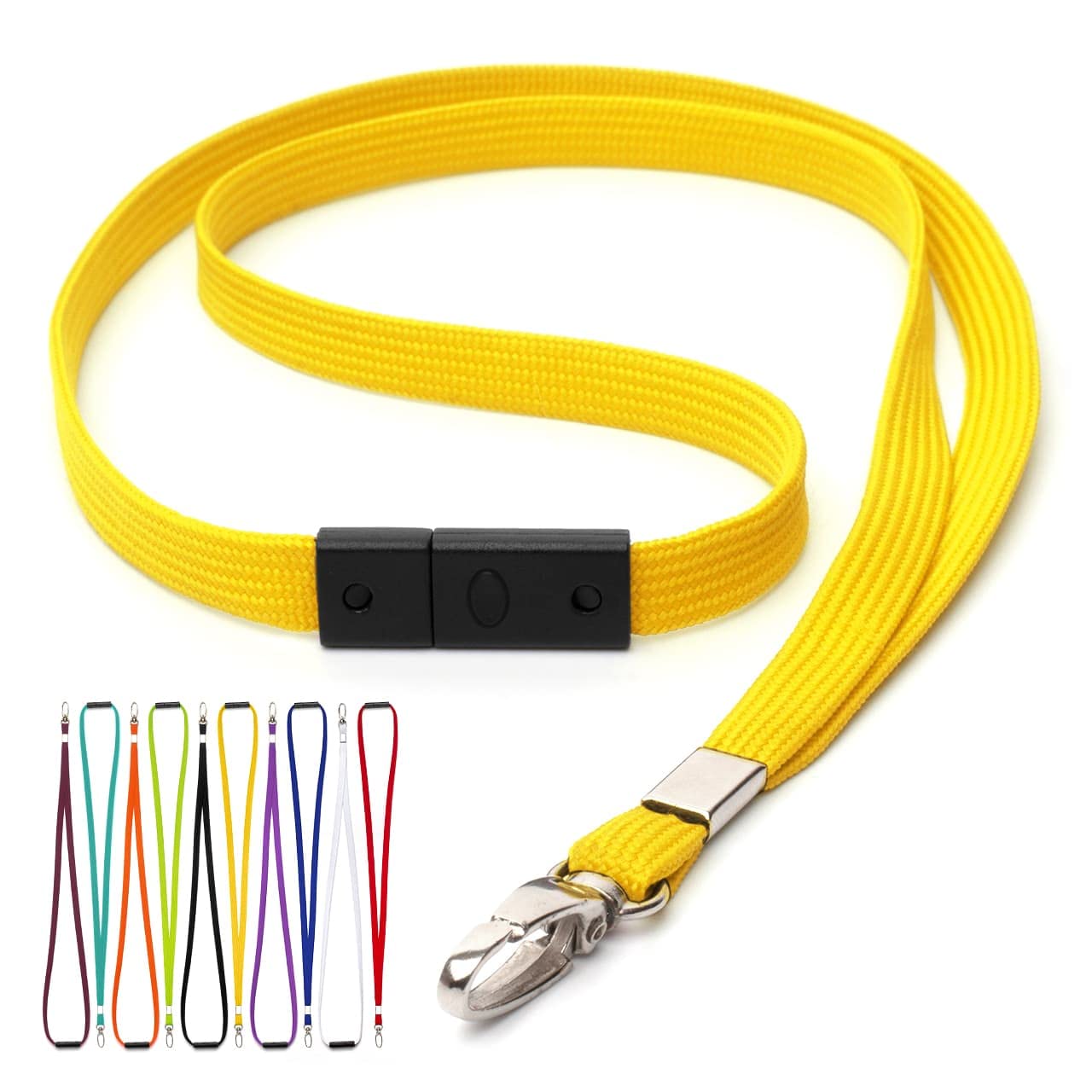 CKB LTD Breakaway Safety Lanyard Neck Strap Swivel Metal Clip for ID Card Holder with Quick Pull Release Design Lanyards Bulk Pack of 10pcs (Yellow)