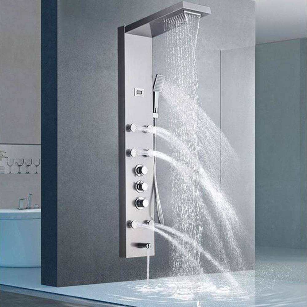 Modern Stainless Steel Rain Waterfall Shower Panel Wall Mounted SPA Massage System Shower Column