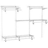 ClosetMaid ShelfTrack Wire Closet Organizer System, Adjustable from 4 to 6 Ft., With Shelves, Clothes Rods, Hardware, Durable Steel, White