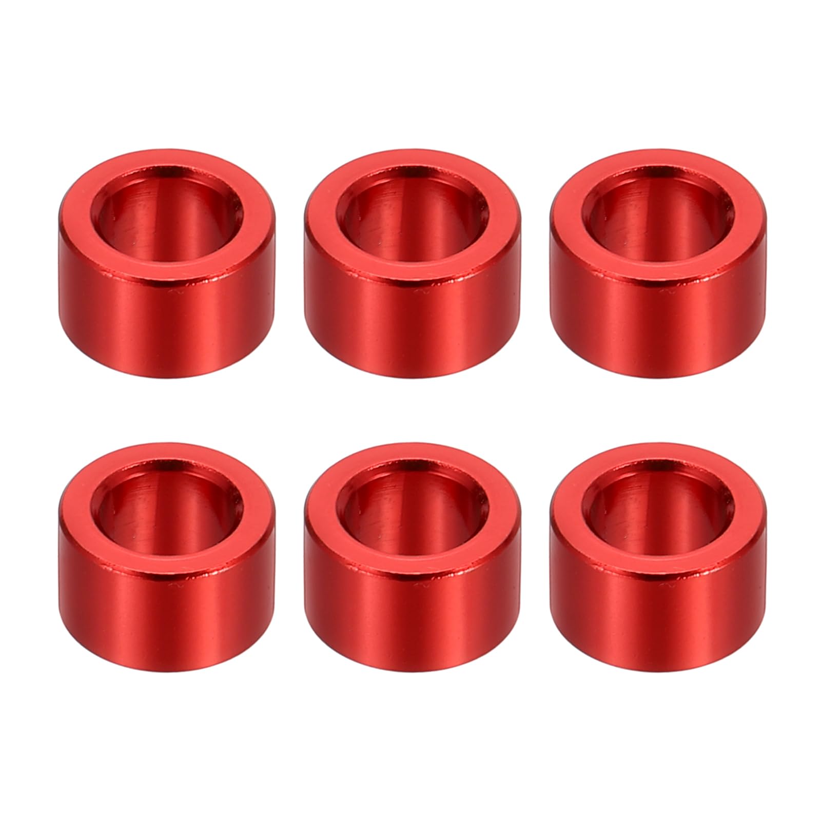 PATIKIL M6 Aluminum Spacers, 6 Pcs Metal Spacers Aluminum 6.2mm ID x 10mm OD x 6mm L Aluminum Spacer Screw Standoff Round for 1/4" or M6 Screw Bolts,Red