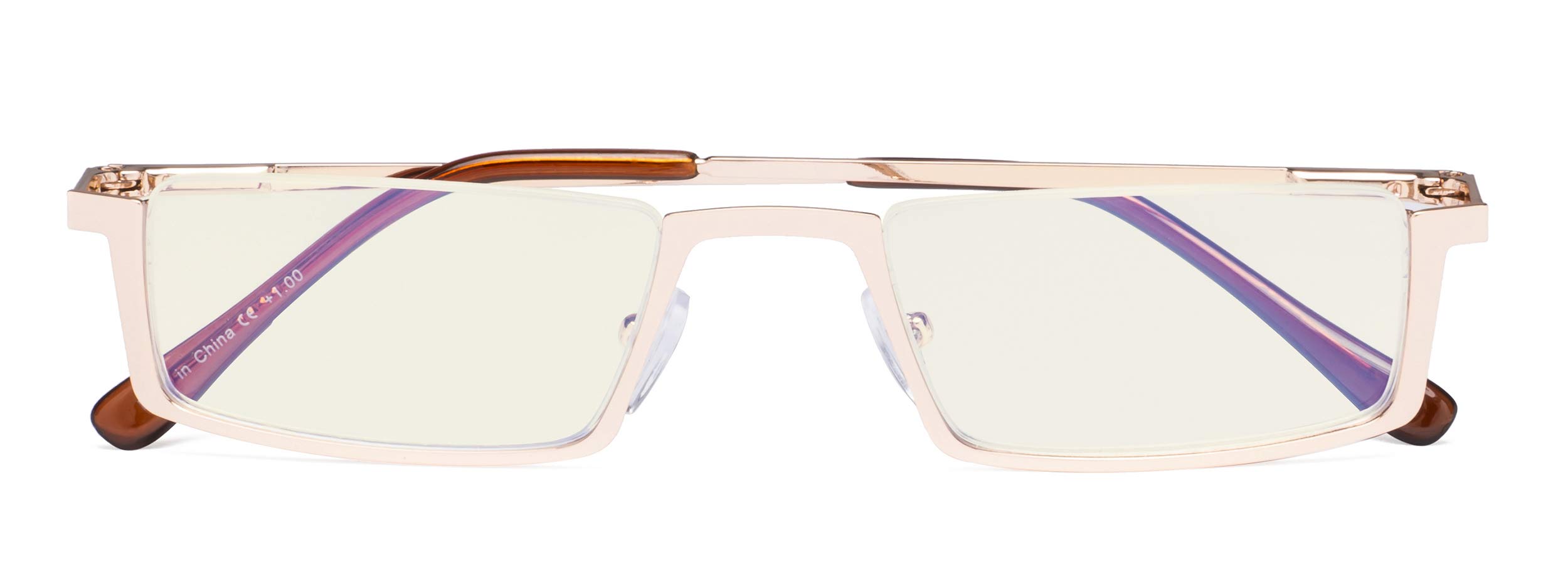 CessBlu Blue Light Filter Glasses Men Women Reading Computer Half-rim Reader Eyeglasses(Gold) +1.5