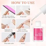 EONFAVE French False Nails 240Pcs Short Square French Tip Full Cover Kit view 7
