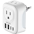VYLEE Travel Plug Adapter, International Plug Adapter with 4 AC Outlets 2 USB Ports (2 USB C Port), Type C Power Adaptor Char