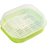 Fox Run Microwave Vegetable Steamer, 8" x 10.5" x 4" Steamer For Microwave | Venting Lid &amp; Steaming Rack For Even Cooking | Easy To Use Microwave Steamer For Vegetables | Steam Broccoli, Beans &amp; More