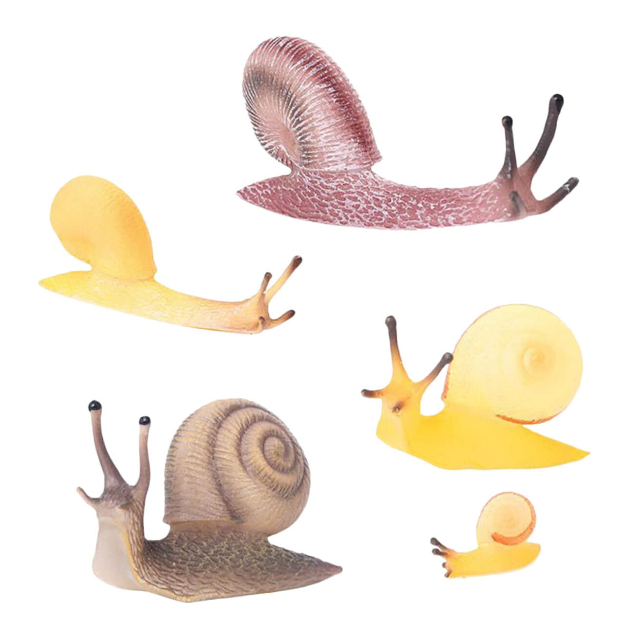 COHEALI 5pcs Realistic Snail Toy Set Animal Figures for Small World Play Educational Plastic Figurines for Kids, Cakes & Garden