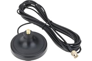 eMagTech RP-SMA Male Inner Hole to RP-SMA Female Inner Pin Magnetic Antenna Base 300cm 5dbi 50Ω Compatible with Reolink WiFi 
