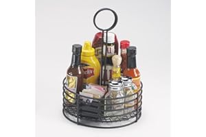 GET G.E.T. 4-31860 Black Round Stainless Steel Condiment Caddy Iron Teflon Coated Table Caddies Collection