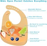 Vicloon Silicone Bibs 2-Pack Adjustable Waterproof Food Catcher Pocket Hippo view 3