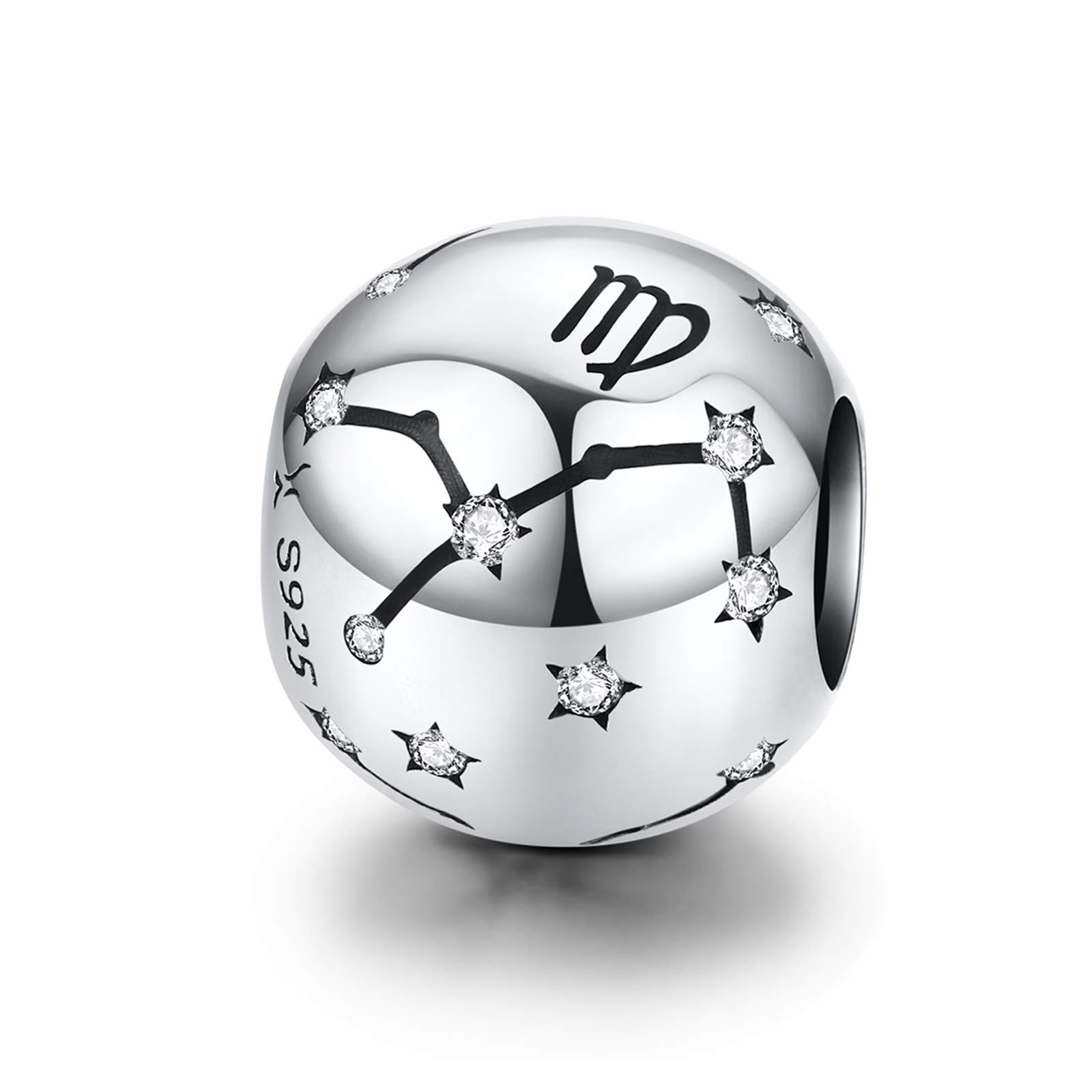 LaMenars Zodiac Star Sign 925 Sterling Silver Bead Charm Fits European Charm Bracelets & Necklaces (Virgo(8.23-9.22))