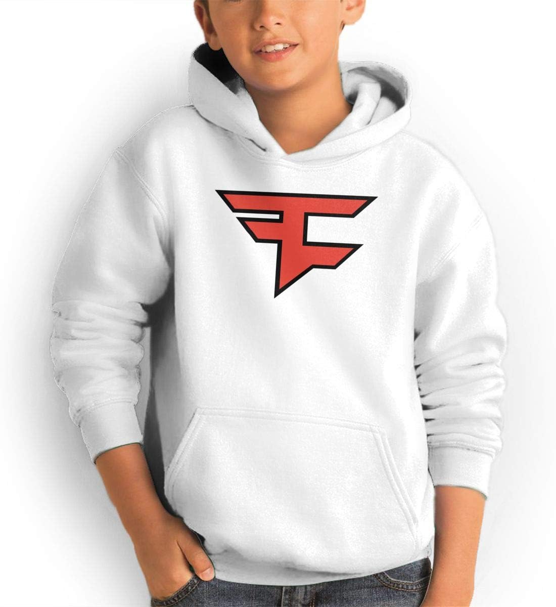 SevenGoGo Teens Faze Clan Logo Sweater Print Loose Long Sleeve Cotton Hoodie Sweatshirt with Pocket Black