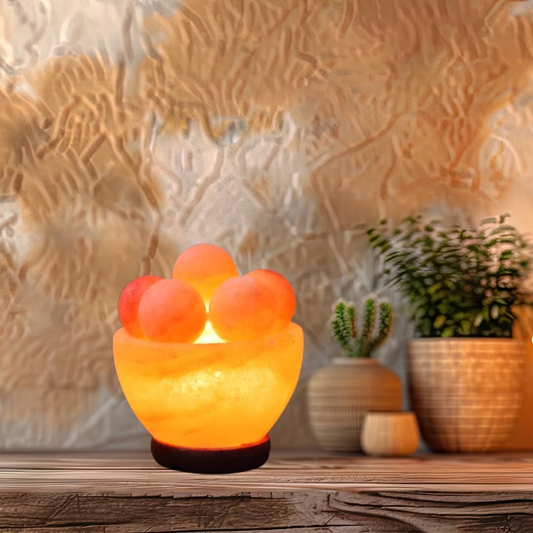 Photo 1 of **MISSING BOTTO PART**NatureBoost NB Himalayan Pink Salt Lamp Bowl with Salt Balls – Hand-Carved Crystal Rock Salt Lamp with Dimmer Switch & 2 Bulbs – Authentic from Pakistan – Soothing Amber Glow for Home & Office Décor