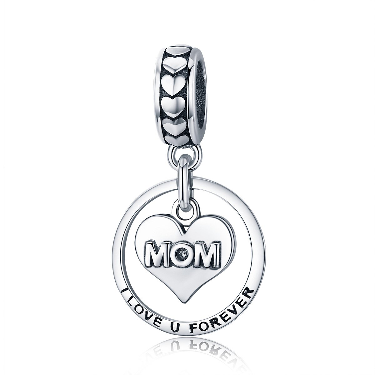 Lorrifal 925 Sterling Silver Love Mom Heart Charm Beads for Women Pandora Bracelets Jewelry Daughter to Mama Gifts on Mother'S Day