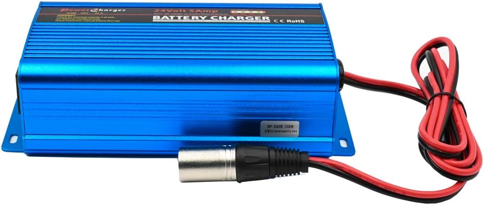 24V 5A Automatic Battery Charger Trickle Charger Battery Maintainer with 3-Pin XLR Connector for Scooter Wheelchair Car Motorcycle eBike Lawn Mower Marine Boat: Automotive