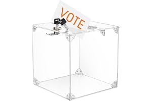 MaxGear Acrylic Donation Box, 9.8" x 9.8" x 9.8" Square Suggestion Box with Lock, Large Comment Case for Fundraising, Donating, Bar, School, 1 Pack