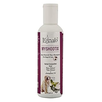 Lozalo Anti Tick & Flea Pet Care Shampoo for Dogs & Cats with Neem, Tulsi, Lemongrass Fragrance (200ml)