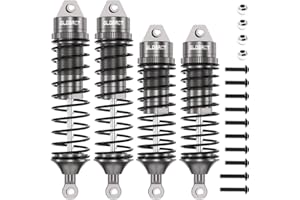 EPINON RC Oil Shock Absorber Aluminum Adjustable Front & Rear Shocks for Traxxas Slash 2WD Rustler Stampede Raptor R 4X4 Slash Hoss 4X4 VXL Stampede Bandit Rustler 1/10 Upgrades Parts (Titanium)