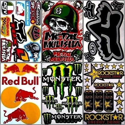 2 Rockstar Energy Drink Metal Mulisha Yamaha Motocross Racing Helmet Motorcycle Decal Sticker