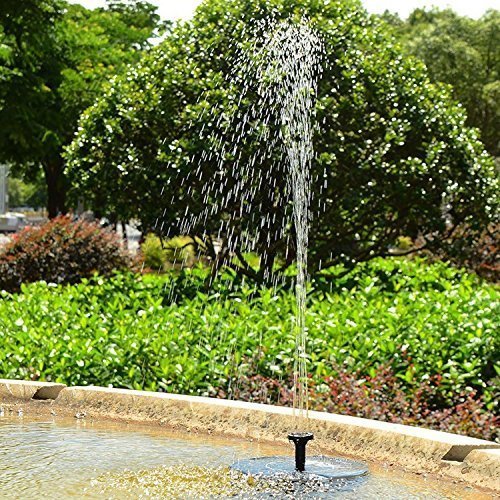 Solar Fountain Pump, 1.4W Free Standing Water Fountain Pump Kit with 4 Different Spray Pattern Heads for Bird Bath, Fish Tank, Small Pond and Garden