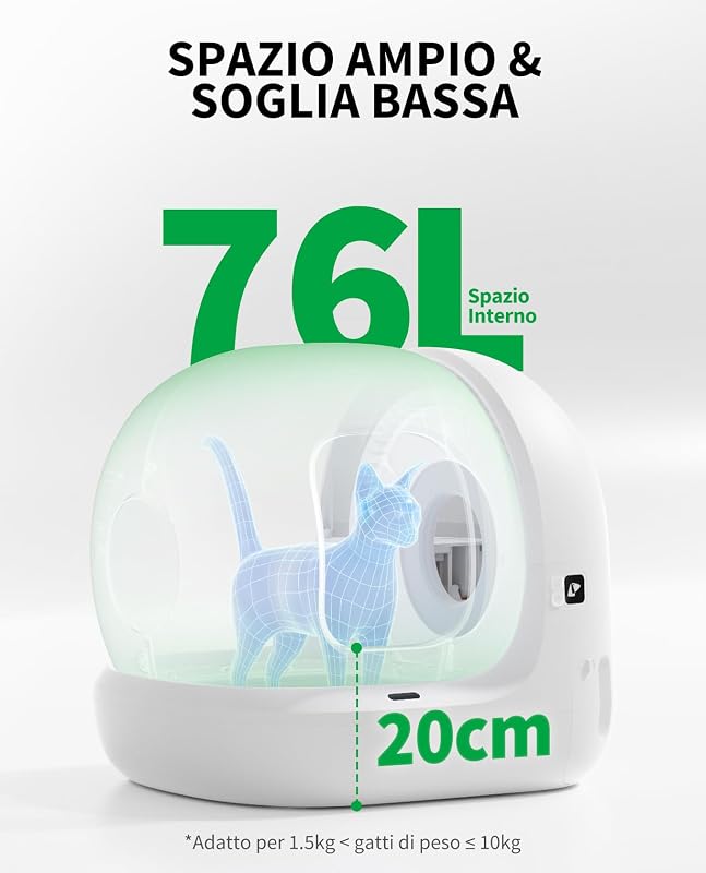 Pura Max 2 Lettiera Gatto Autopulente, Lettiera Automatica per Gatti,XSecure,Antiodore,Capacità Massima 76L,Controllo APP per Più Gatti