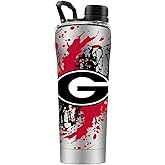 Gametime Sidekicks Georgia Stainless Steel Shaker Tumbler w/Shaker Ball - Officially Licensed, 18/8 Stainless Steel, Double-walled, Vacuum-insulated