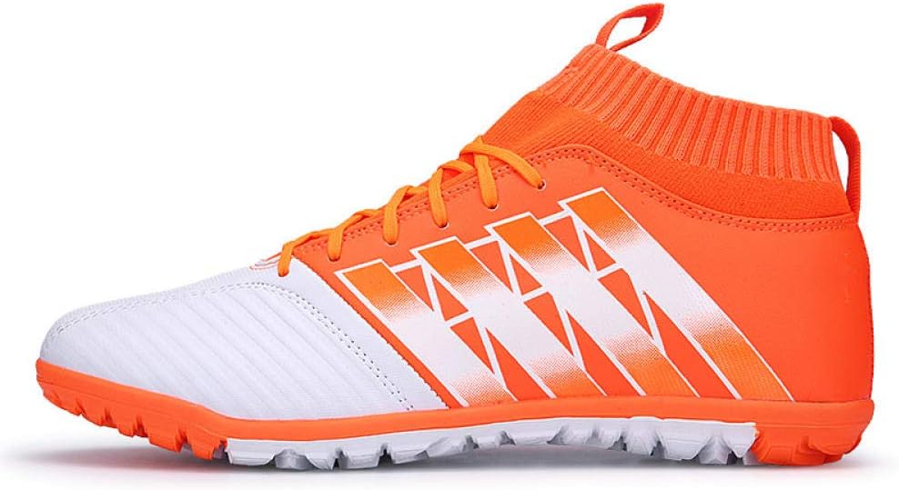 QIMITE Men Running Shoes,Men Superfly Soccer Shoes High Ankle Football Boots Indoor Turf Soccer Cleats Man Training Futsal Orange Sneakers