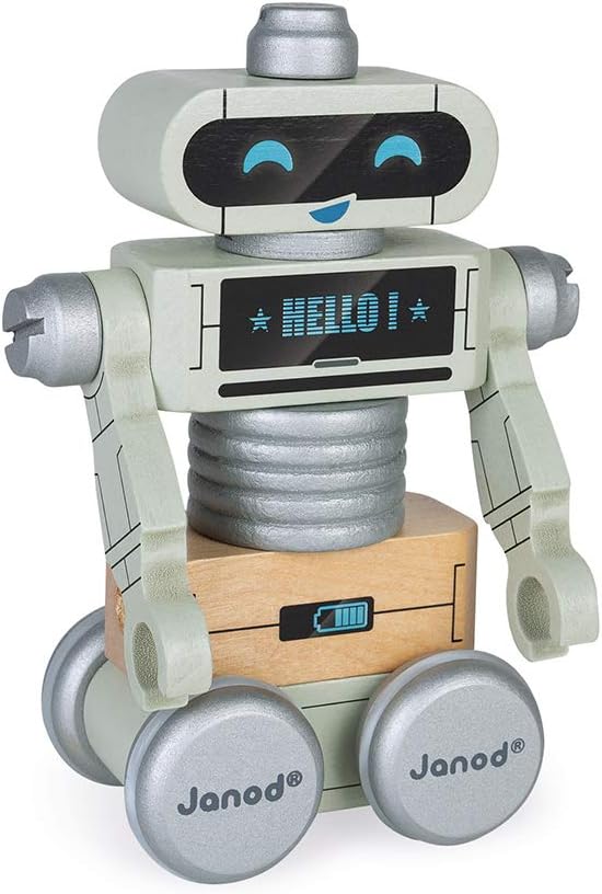Janod - Brico'kids Wooden Robots - Construction Toy - Teaches Fine Motor Skills and Imagination - Ages 3 and up - J06473 - Image 4
