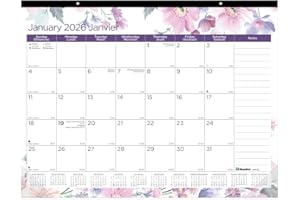 Blueline® 2026 Colourful Monthly Desk Pad Calendar, 12 Months, January to December, 22" x 17", Passion, Bilingual (C194113B-2