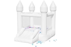 HAPYBOUCY White Bounce House, PVC Material, Bounce House for Kids 3-6 with Blower, Bouncy House for Toddlers 1-3 with Slide I