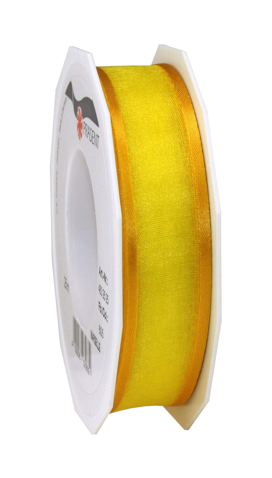 Präsent - Marseille Wired Organza Ribbon Yellow 25 mm Width, 25 m Length