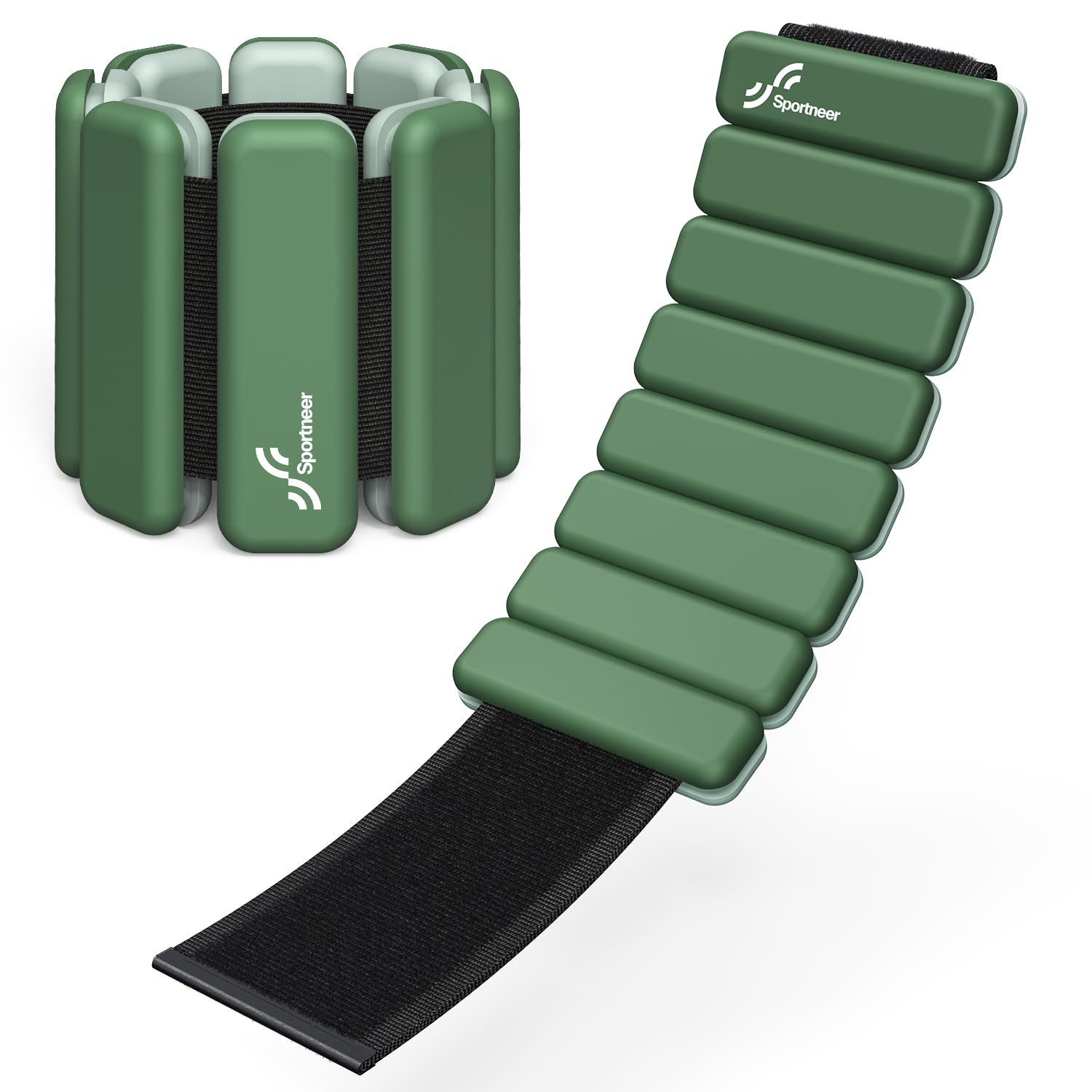 Photo 1 of Sportneer Wrist & Ankle Weights for Women Men - 1 Pair (1 lb/2 lb Each) | Adjustable Weighted Bracelet Silicone Bangles for Yoga, Dance, Pilates, Cardio, Aerobics, Gym, Pool Exercises and Jogging (Deep Emerald, 2 LBS x 2)