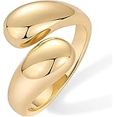 PAVOI 14K Gold Plated Chunky Open Twist Stackable Rings for Women | Bold Crossover Statement Ring Band