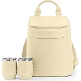 Insulated Cooler Backpack with 2 Stainless Steel Wine Tumblers – Leakproof & Spillproof Stylish Vegan Leather Picnic Cooler Bag – Lightweight & Portable – Holds 24 Cans or 6 Wine Bottles