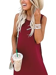 ANRABESS Women Summer Tank Dresses Crew Neck
