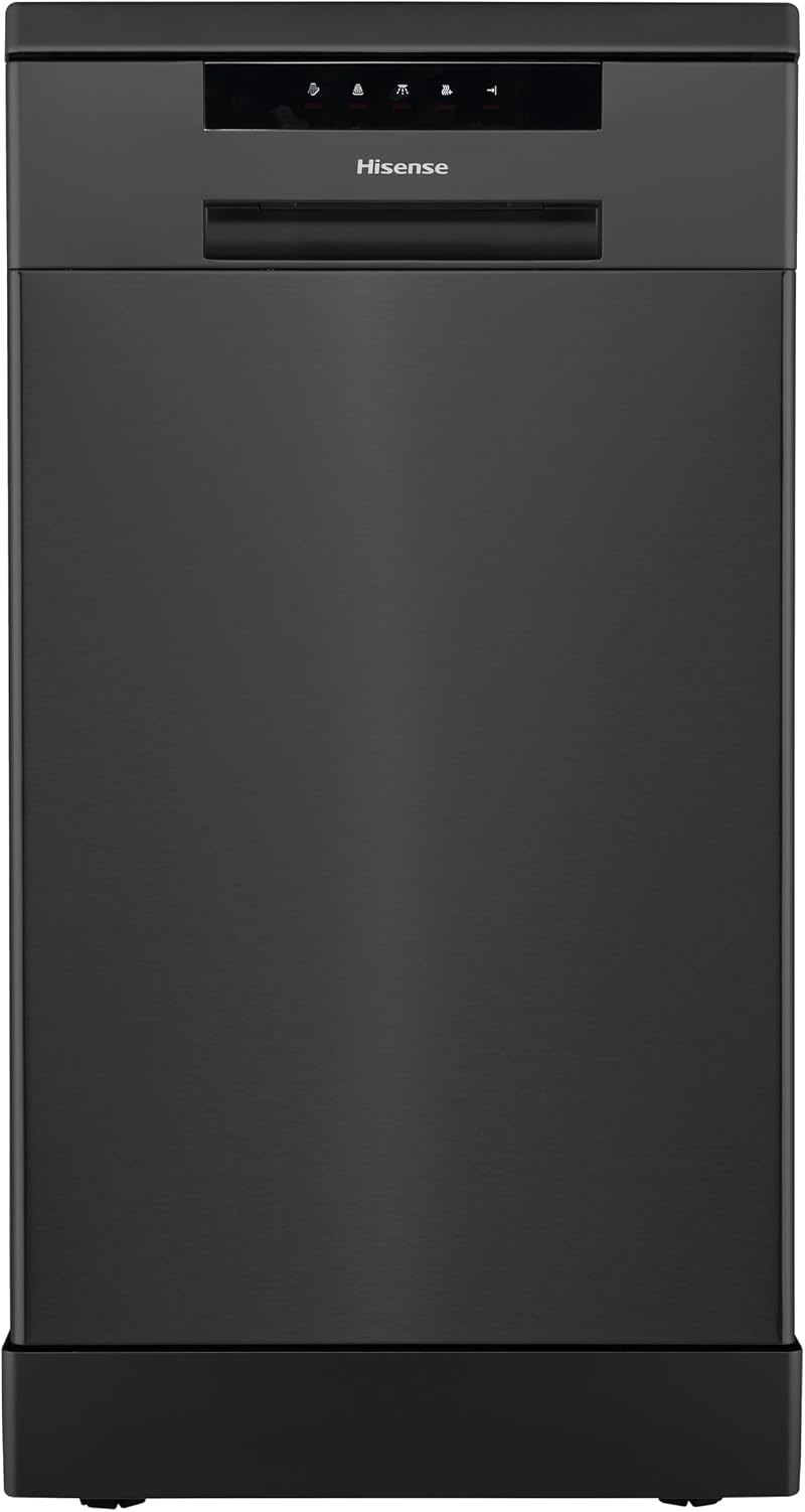 Hisense HS523E15BUK Slimline Free Standing Dishwasher Black 10 Place 30 Minute