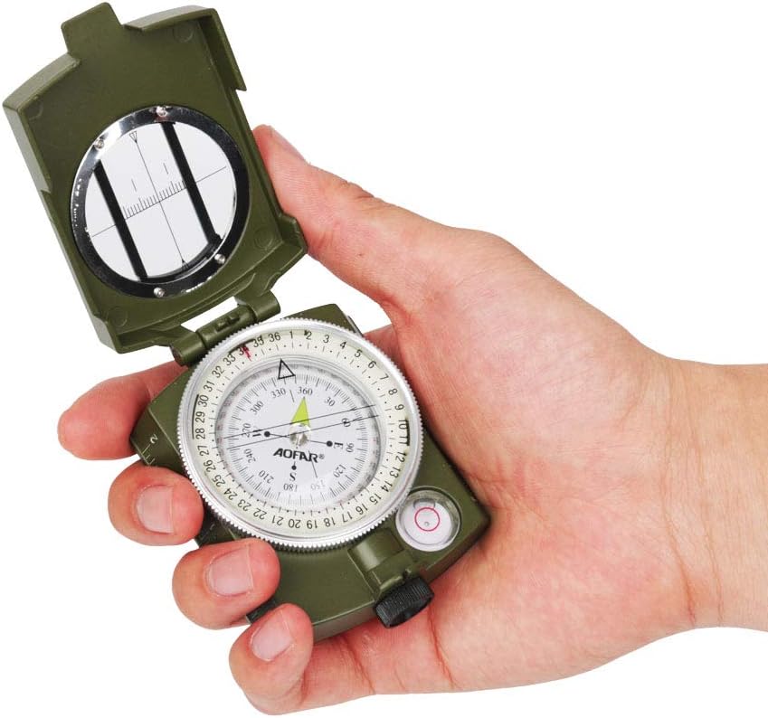 AOFAR AF-4580 Military Compass Lensatic Sighting Navigation, Waterproof and Shakeproof with Map Measurer Distance Calculator, Pouch for Camping, Hiking, Hunting, Backpacking (Camo) : Sports & Outdoors