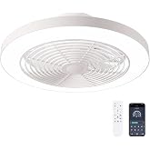 Orison Ceiling Fans with Lights, Low Profile Ceiling Fan with Lights and Remote, 6 Wind Speeds Smart Flush Mount Ceiling Fan for Bedroom, Kids Room and Living Room 19.7" (White)