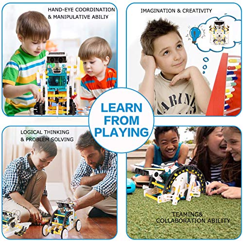 XUNPAS Solar Robot Kit 13-in-1 Science STEM Robot Kit Toys for Kids Aged 8-12 Science Building Set Gifts for Boys Girls Students Teens, Educational DIY Assembly Kit with Solar Powered