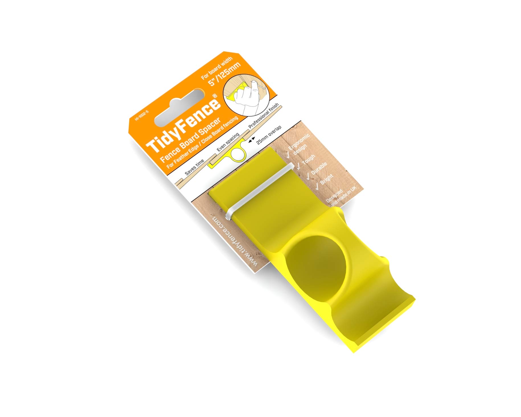 TidyFence - Professional Standard Fence Board Spacer for Feather Edge Boards and Close Board Fence Construction (for 5" (125mm) Board Width) — image 1