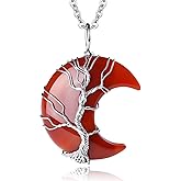 XIANNVXI Necklaces for Women Crescent Moon Pendant Necklace Tree of Life Wire Wrapped Crystal Necklaces Natural Gemstone Quartz Jewelry for Women