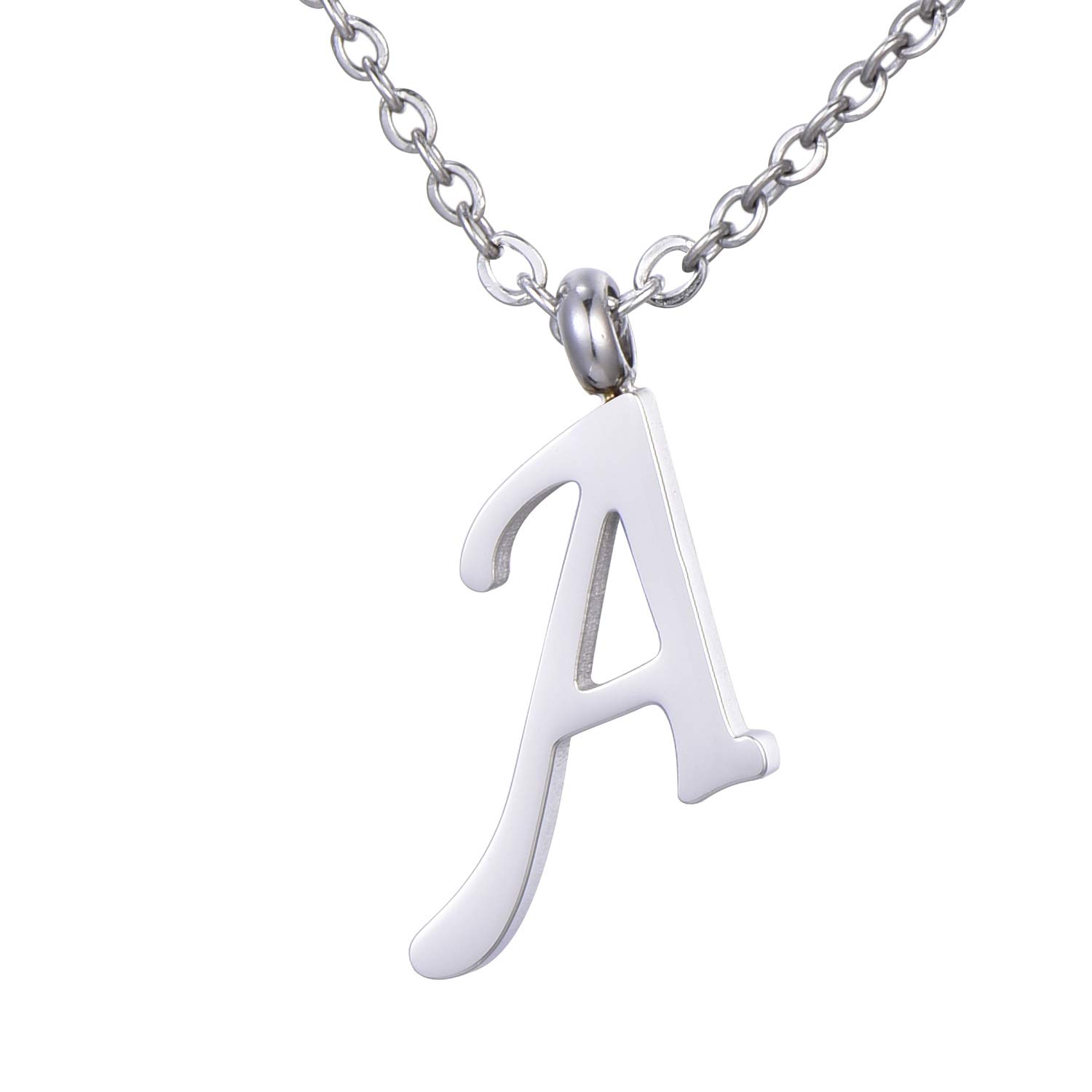 Morella Women's Stainless Steel Necklace Silver with Pendant Letter A