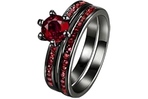 RINGCROWN Bridal Sets Black Gold Plated Womens Wedding Ring Sets Green Cz Engagement Ring 2pcs Wedding Band