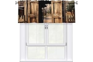 Kitchen Valances for Windows 54x18Inch, Retro Cowboy Western Country Farm Valance Curtains Rod Pocket Curtains Drapes Modern 