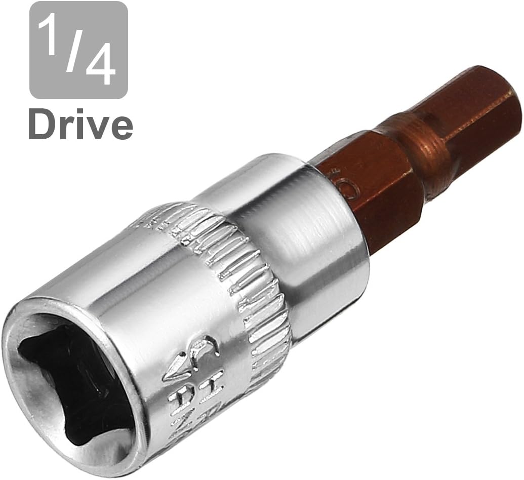 Sourcingmap 2pcs 1/4" Drive x H5 (5mm) Hex Bit Socket, S2 Steel Bits CR-V Sockets 1.5" Length Use with Ratchet Wrench - Image 4