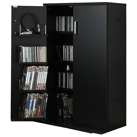 Amazon ぼん家具 本棚 扉付き 大容量 書棚 キャビネット Cdラック