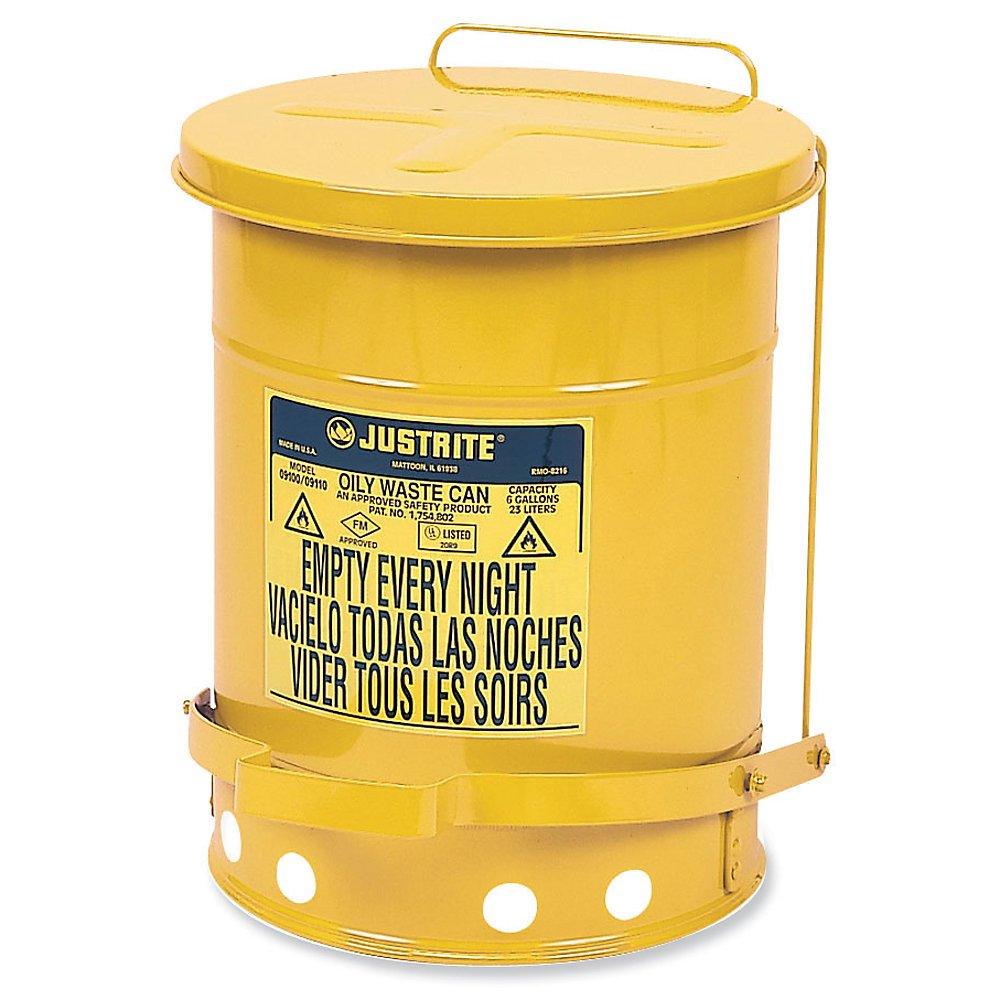 Justrite AllSteel Waste Can 18"Dia.X24"H 21Gallon Capacity