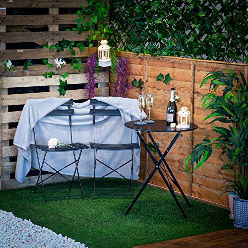 Harbour Housewares 2-Sitzer-Set aus rundem Bistro-Gartentisch und Stühlen in Schwarz – 2 Stühle und 1 Tisch, 3-teilige Klapptischstühle, Gartenmöbel für den Außenbereich, Terrasse und Balkon – Bild 6