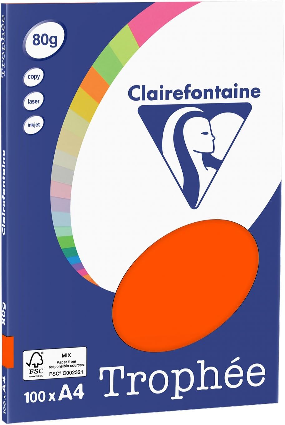 Clairefontaine Trophee Copying Paper (A4, 80g/m², 100 Sheets) A4, 21 x 29.7 cm Rouge Cardinal