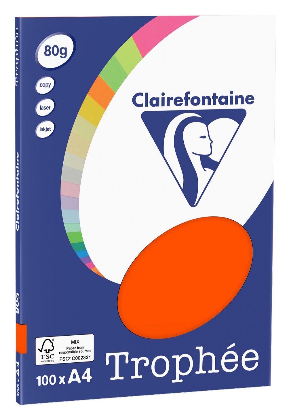Clairefontaine Trophee Copying Paper (A4, 80g/m², 100 Sheets) A4, 21 x 29.7 cm Rouge Cardinal